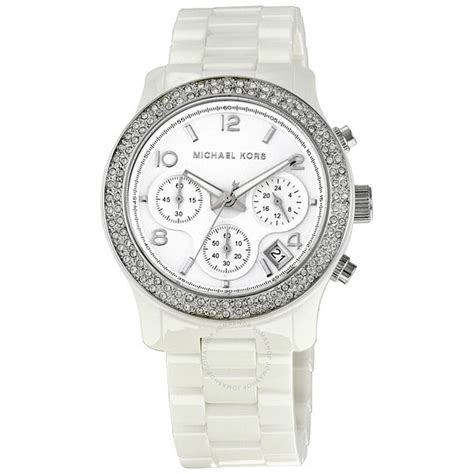 Michael Kors Runway White Dial White Ceramic Ladies Watch 